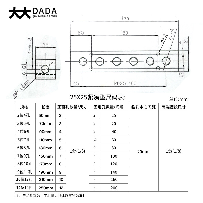 多管路气排分气块气路排直通多通气管H接头分配器大气量接头底座