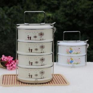 4层便当盒加厚珐琅食篮保鲜碗学生吃饭碗多层带饭盒午餐盒 搪瓷3