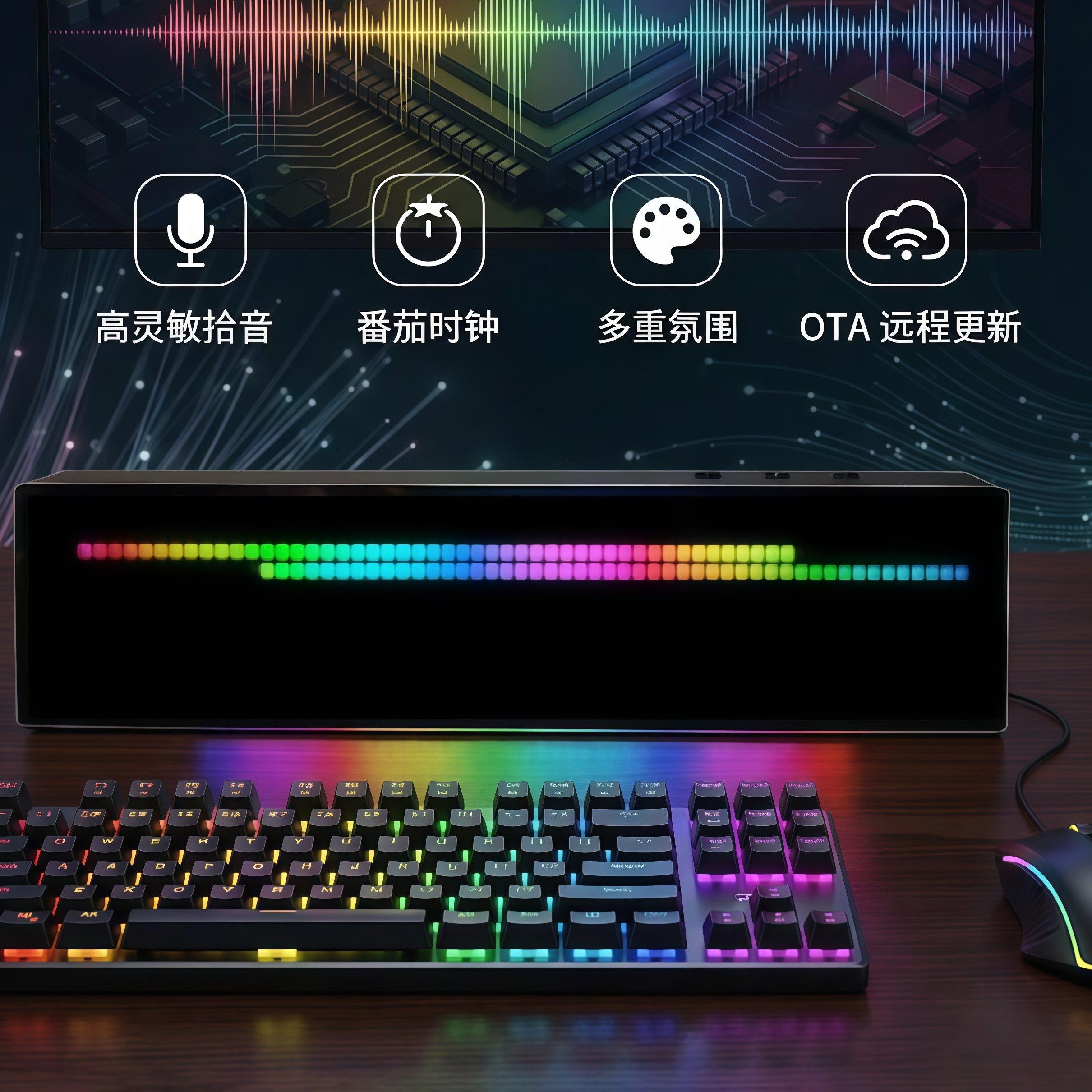 拾音节奏灯氛围灯RGB电竞房桌搭简约科技风
