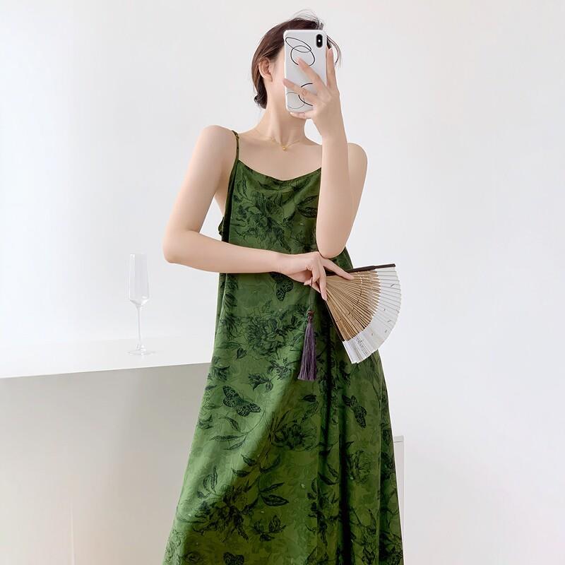棉绸睡裙女款2026新款夏季新中式国风吊带睡衣宽松凉感可外穿长裙