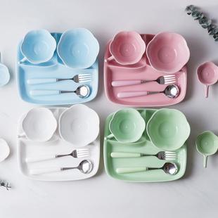 餐具创意家用小孩幼儿园学生食堂分格饭盘碗分隔 儿童餐盘陶瓷套装