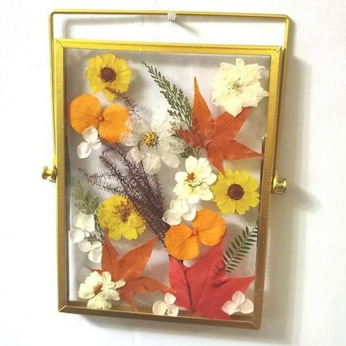 秋色乡村田园轻奢金边金属框干花装饰画压花相框押花艺术画框相架