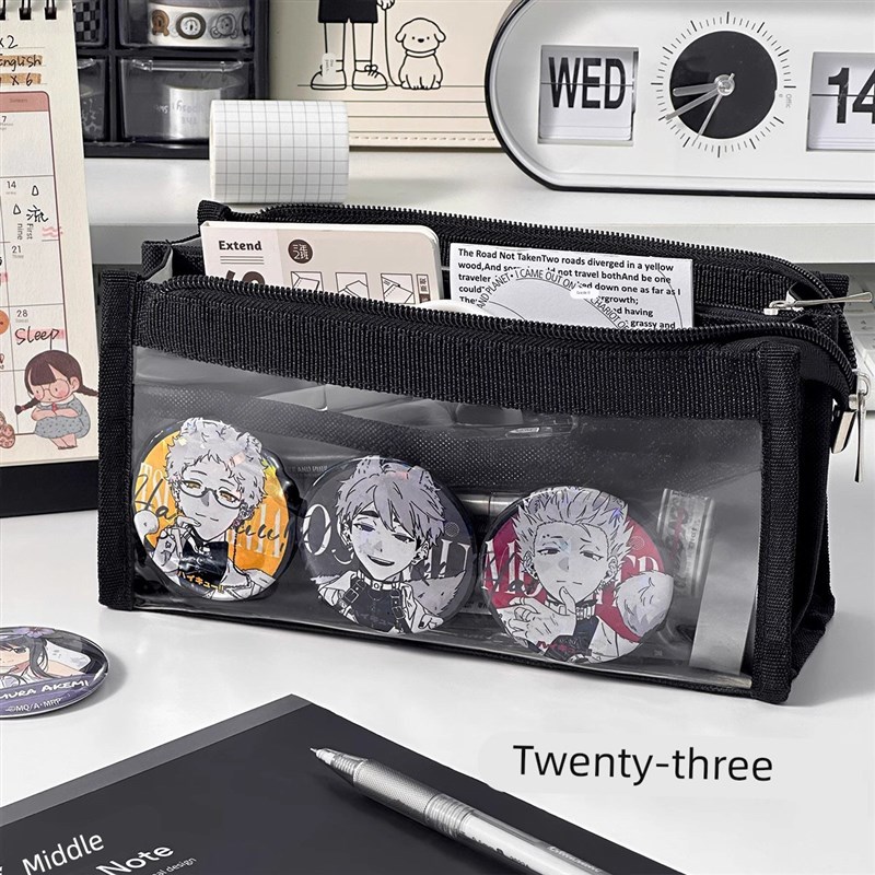 二年级二班透明铅笔袋大容量小学生初中男女学生书包简V易文具袋