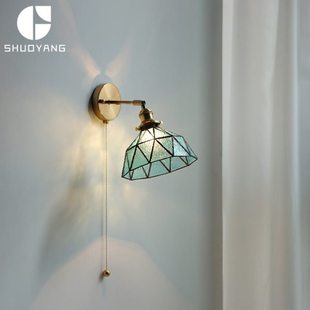 日式复古拉线壁灯北欧民宿床头阳台餐厅走廊飘窗简易自带开关壁灯