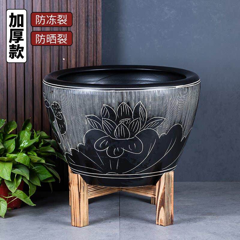 陶瓷古法鱼缸家用养鱼缸庭院大号荷花缸客厅水缸彷古缸招财锦鲤缸