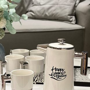 家用客厅ins茶壶水壶水具组合装 创意陶瓷杯子套装 待客喝水杯茶杯