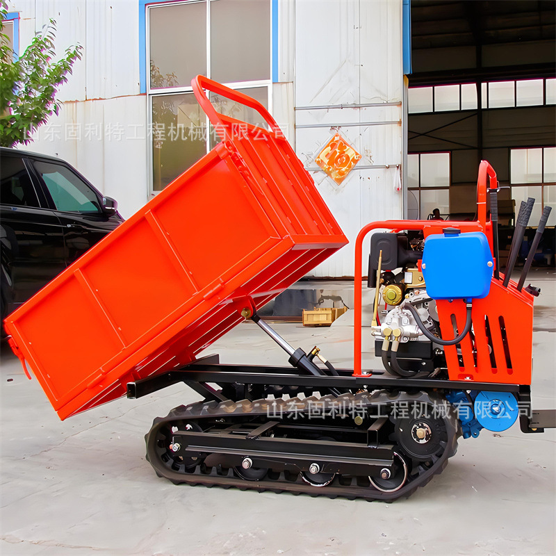 全地形履带运输车 2吨工程翻斗自卸车山地爬坡 手扶式农用爬坡王