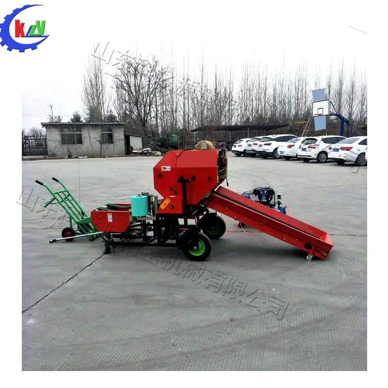 甘蔗尾叶打捆包膜一体机 青贮饲料打包机 玉米秸秆芦苇圆捆机