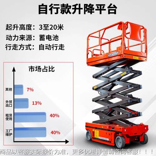 升降移动式电液压OZZ升降平机台全自墙动行走剪叉登高行动车外装