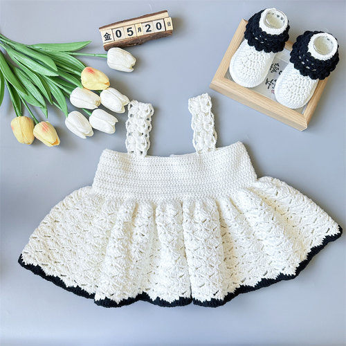 手工diyc编织女宝毛线吊带裙孕期奶泡机时间钩织针织婴儿鞋子材料