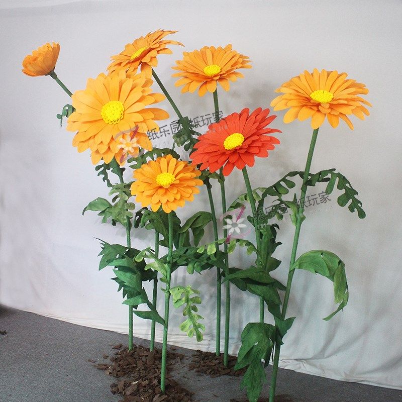 金秋新品婚礼布景摄影楼道具橱窗装饰大型纸花定制纸0085#金盏菊