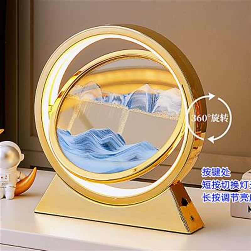 创意玻璃流沙画简约充电台灯沙漏摆件夜灯桌面客厅装饰乔迁礼物,家装灯饰光源,装饰台灯,淘宝优惠券,粉丝福利购,淘宝优惠卷