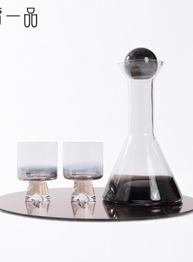 意式轻奢玻璃酒具套样摆件酒杯托盘板房茶几桌面装现代简约装饰品