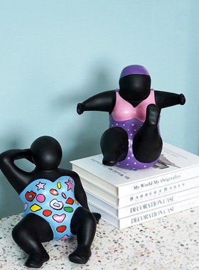 北欧现代泳装人物艺术装饰摆件软装家居饰品客厅书架轻奢高档摆设