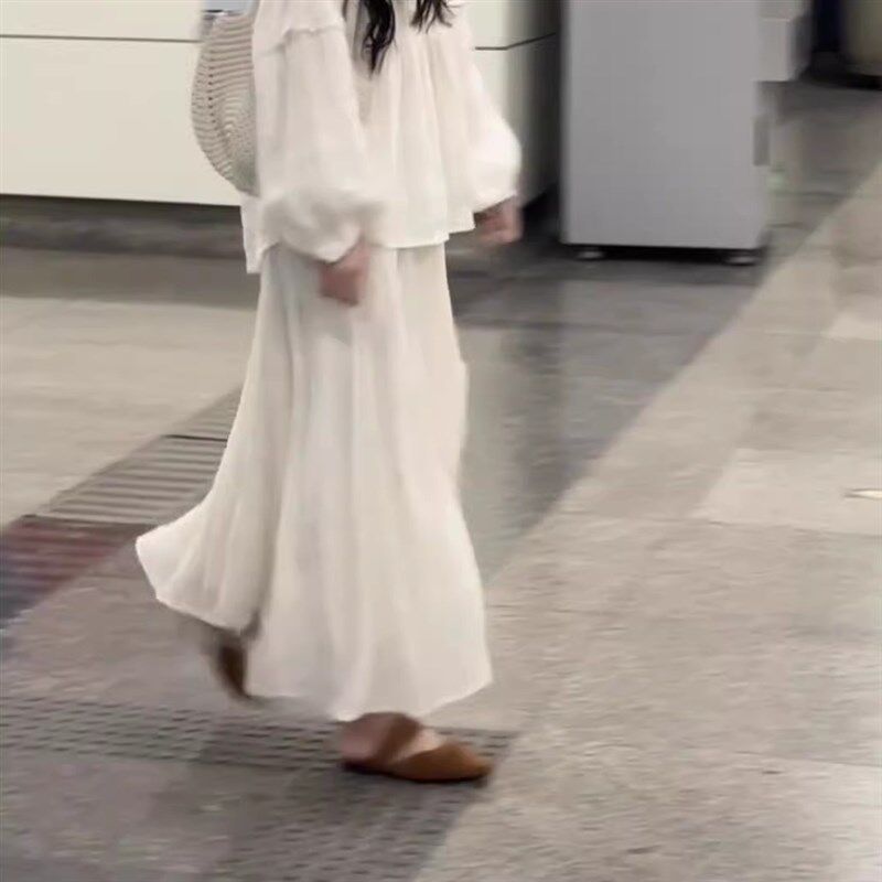 高级感白色网纱j半身裙女夏季新款超仙小众时尚减龄温柔风流行长