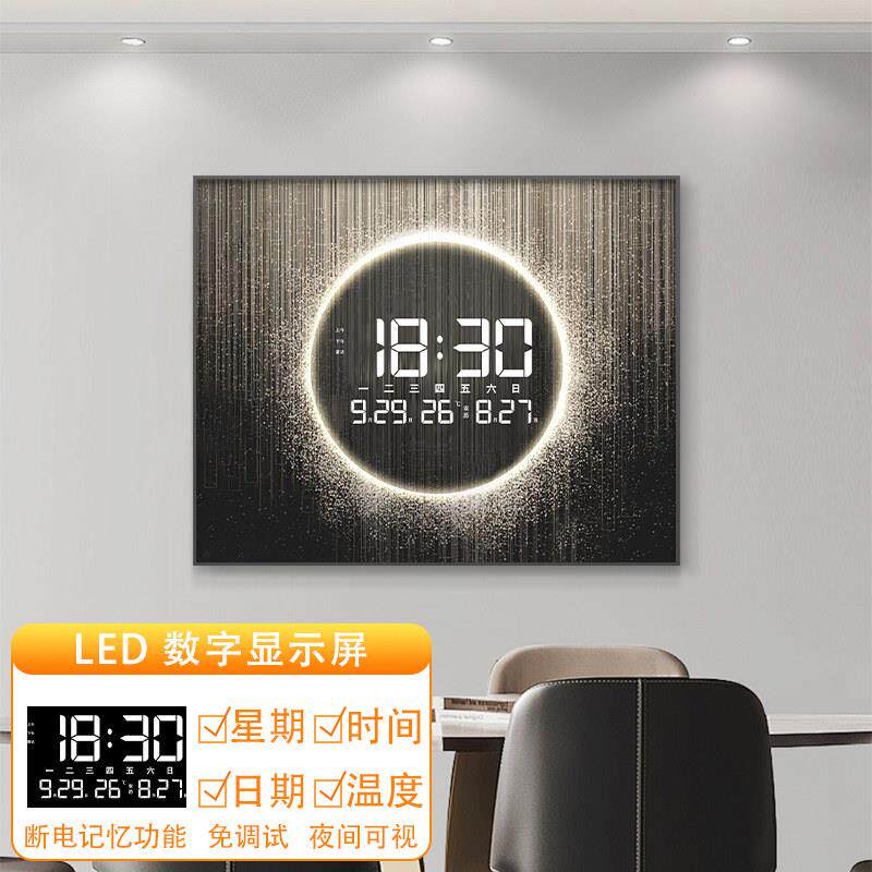 轻奢电表箱装饰画带数显时钟万年历星球电源配电闸空开盒遮挡挂画
