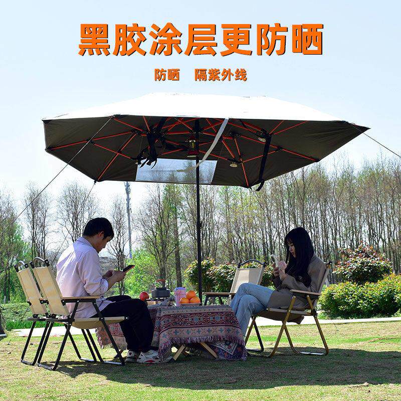 户外露营黑胶天幕速开免搭建撑杆折叠庭院别墅遮阳伞车顶防晒帐篷