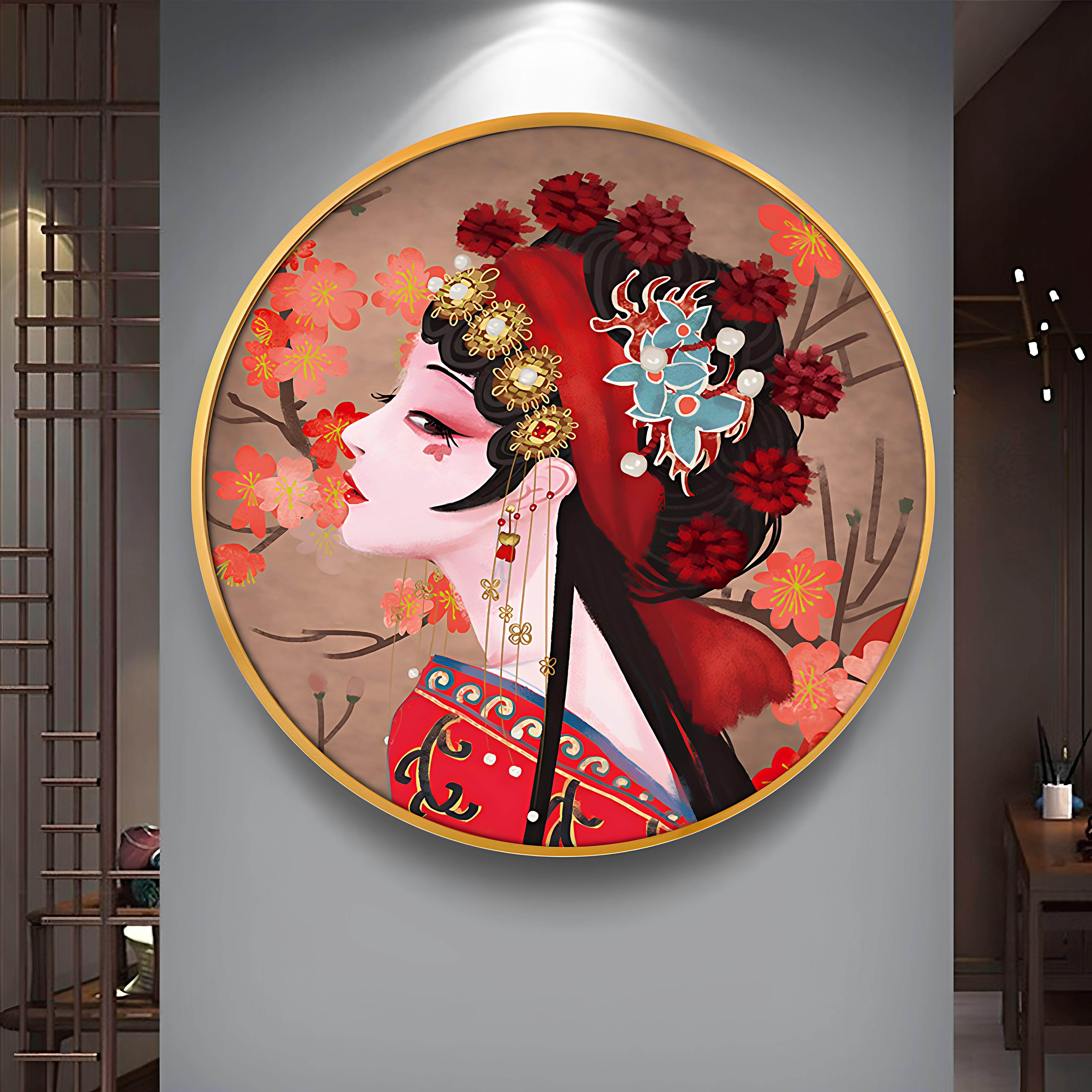 中国风戏曲花旦国潮装饰画茶餐玄关壁画古典美女人物京剧脸谱挂画