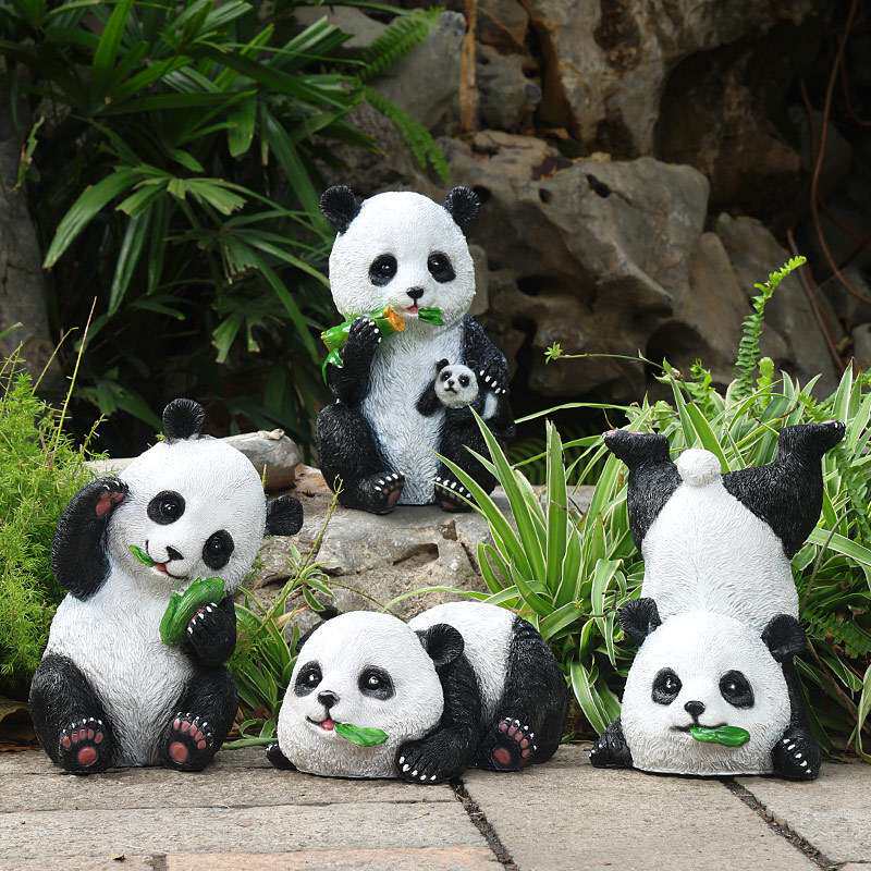 可爱熊猫摆件户外花园庭院小区草坪园林景观装饰仿真动物落地雕塑