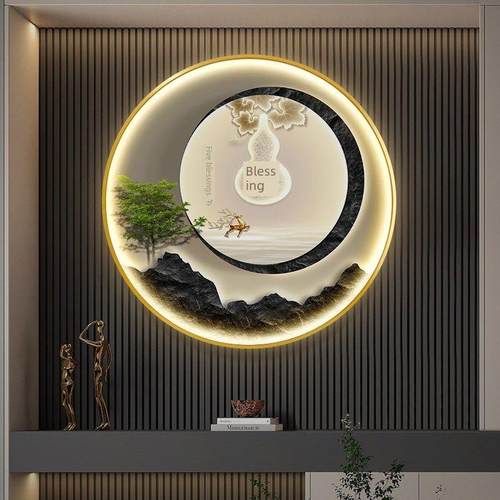 夜光大气葫芦景观入口装饰画客厅壁画无障碍豪华Led灯画沙发背景