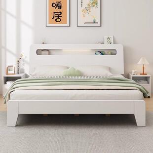 齐昱实木床双人床主卧家用出租房1米5的床架设计师新款储物1米2