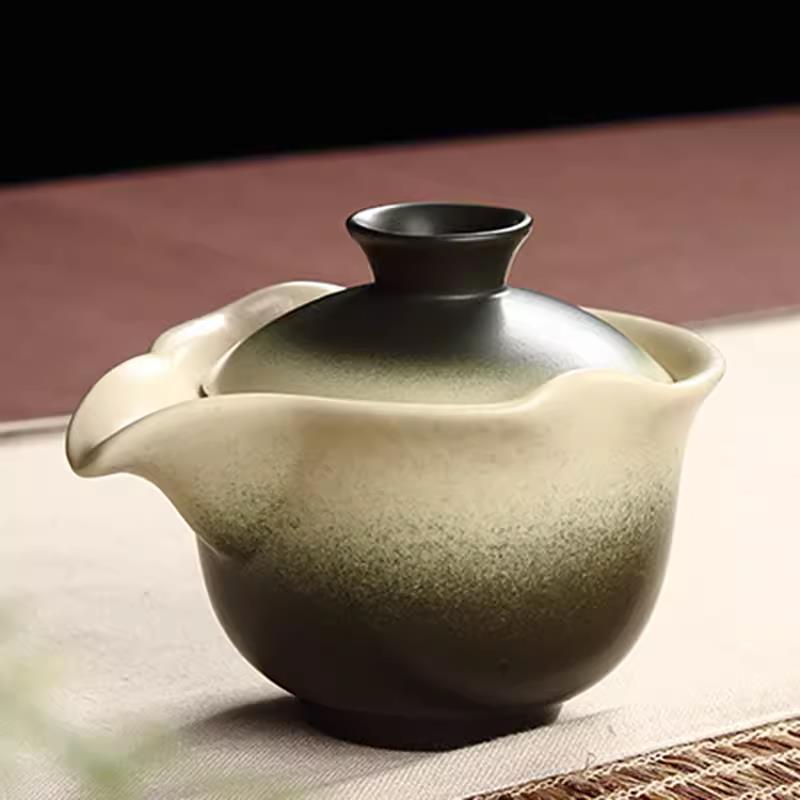 粗陶茶具茶壶 陶瓷大号茶壶手抓壶 盖碗三才碗 一壶二杯 茶具配件