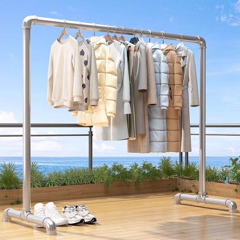 钢管晾衣架落地式卧室阳台家用室内户外可移动挂晒衣服晒被凉衣杆