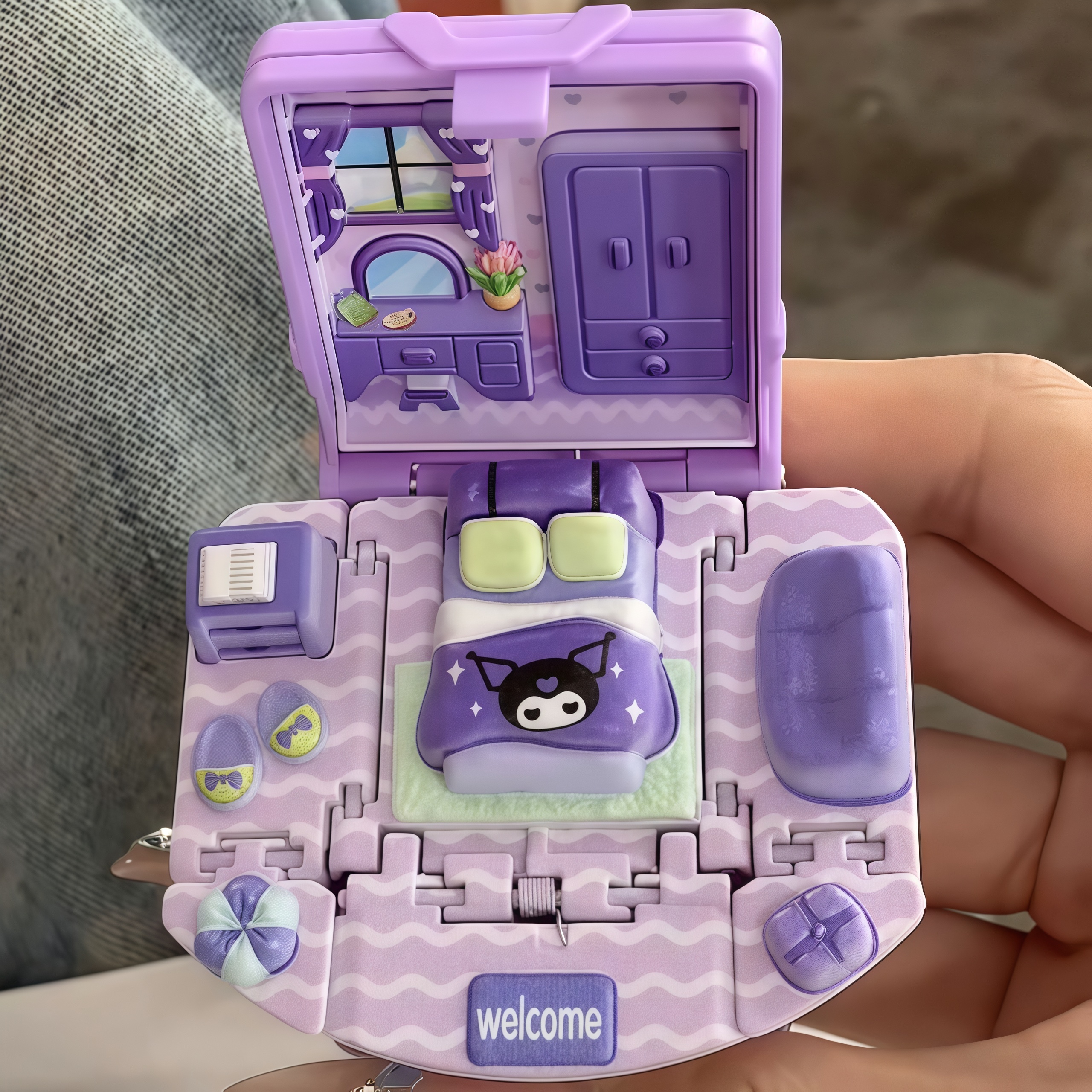 库洛米玩具房子过家家迷你娃娃小屋女子生日礼物玩具书包钥匙扣