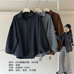 GGX 加厚条纹衬衫外套双面德绒格子开衫冬显瘦宽松休闲慵懒风上衣