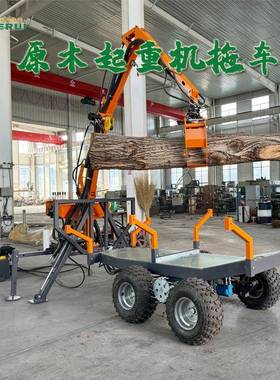 原木吊装机木头夹PTO款抓木拖车随车吊伸缩式汽油木材起重机
