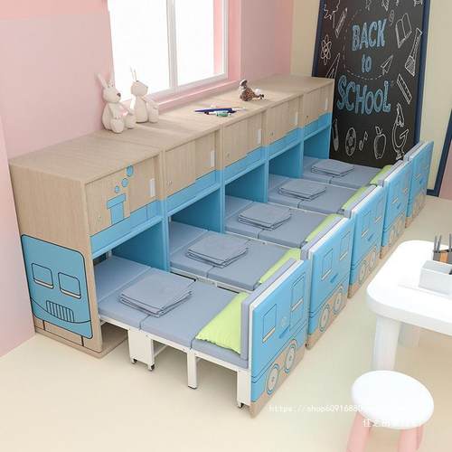 幼儿园小学生床午睡床教室入柜式儿童折叠午休床学校托管床木