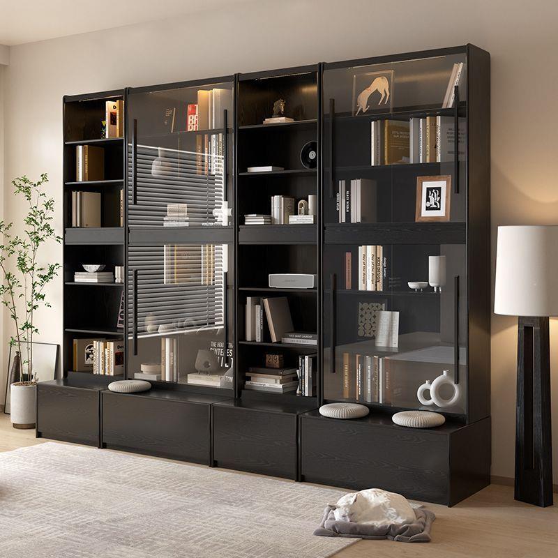 全实木橡木卡座书柜储物柜置物架书架落地一体到顶办公室书房柜子