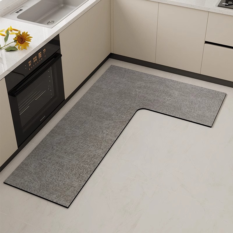厨房专用地垫防j滑防油可擦免洗防水吸水垫耐脏脚垫7字L型长条地