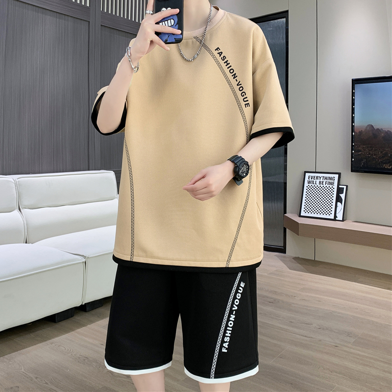 休闲运动套装f男夏季2024年新款短袖短裤男士一套搭配薄款男装衣