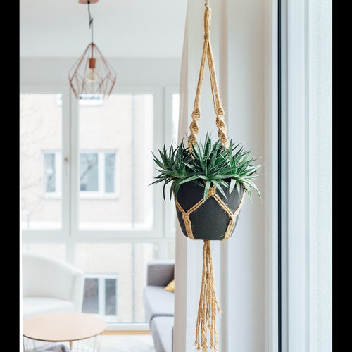 北欧风手工棉绳编织壁挂吊篮客厅阳台花奔植物垂吊装饰花盆盆栽