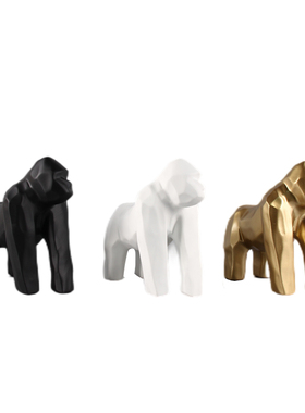 简约黑白金色抽象动物猩猩摆件样板间客厅卧R室玄关酒柜装饰品