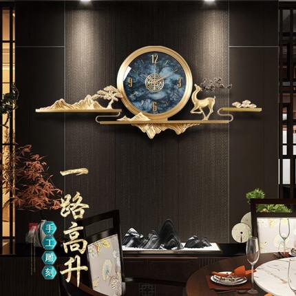 新中式高档挂钟客厅家用钟表2023新款轻奢纯铜餐厅大气时钟挂墙