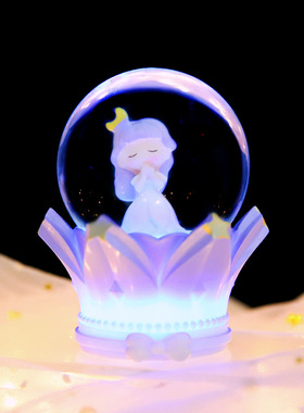 梦幻许愿少女迷你水晶球发光带灯摆G件送闺蜜儿童节日生日礼物
