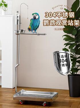 鹦鹉站架7字鸟架不锈钢f架子双鸟架中大型鹦鹉专用超大小号站架