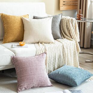 雪尼绒抱枕客厅沙发抱枕套靠枕大靠垫靠背套床头车用榻榻米棉麻感