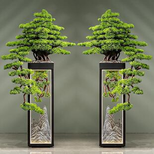 彷真迎客松假树绿植大型落地摆件茶室会所办公室客厅罗汉松装饰