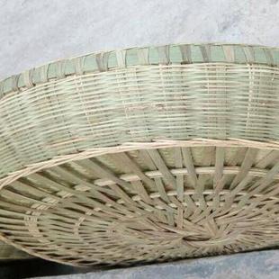 饰竹制品圆形 竹编无孔簸箕加深加固传统全竹子纯手工家用晾晒装