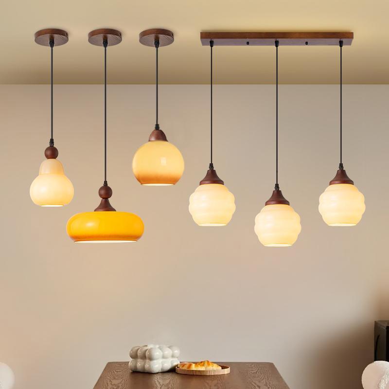 新款蜂窝柿子饼中古风格餐厅吊灯三头走廊过道阳台书房单头小吊灯