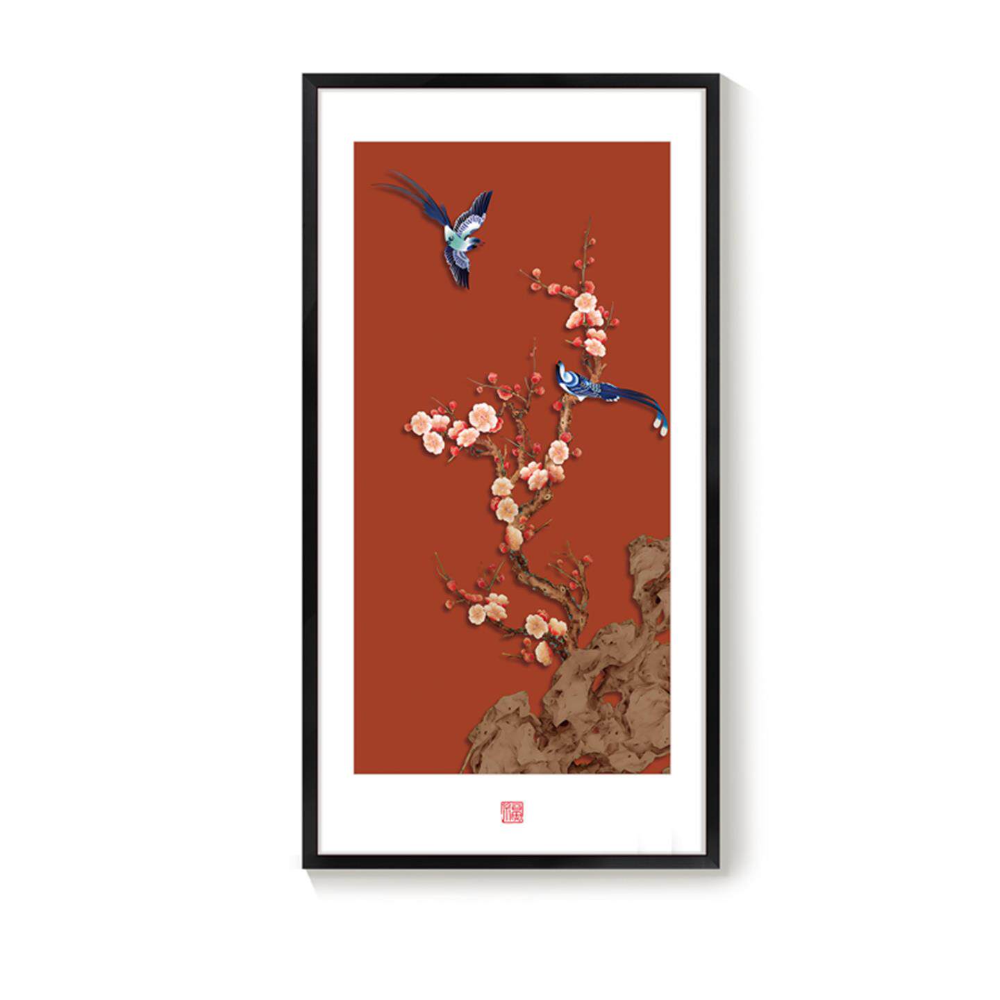 喜鹊报喜图客厅入户玄关装饰新中式沙发背景墙国画办公室挂画壁画