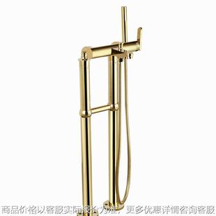 浴缸淋浴龙头 全黄铜金色浴缸龙头切换出水器现代立柱式