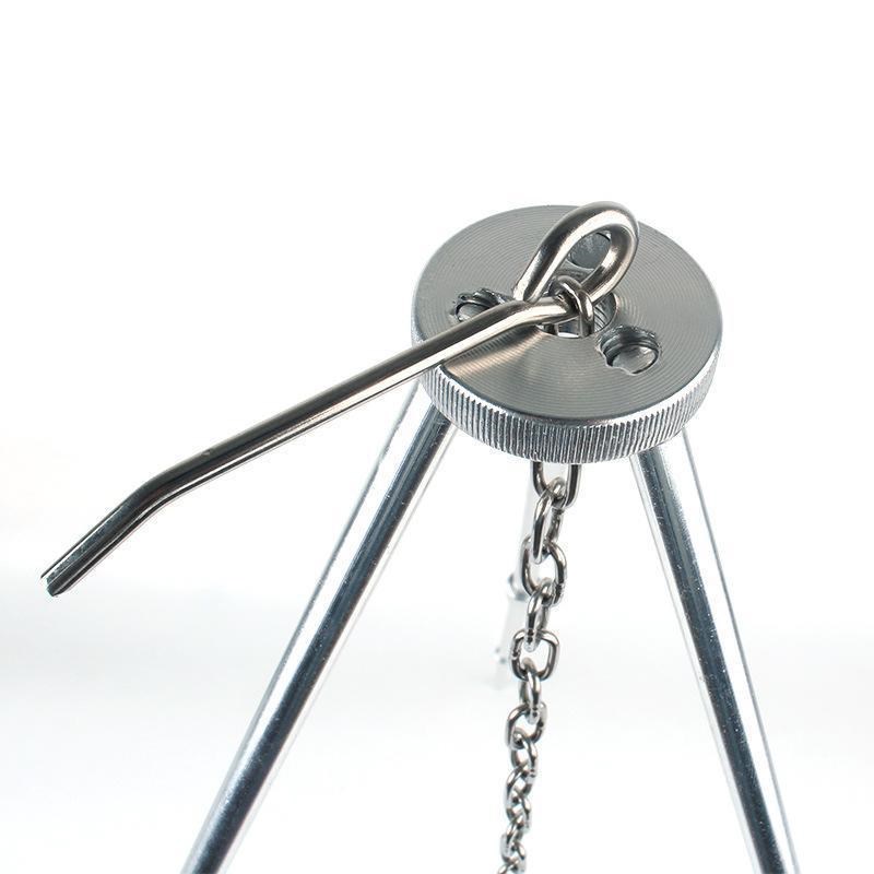 户外铝合金吊烧三脚架便携折叠烧烤架野营三角架套锅吊架3节