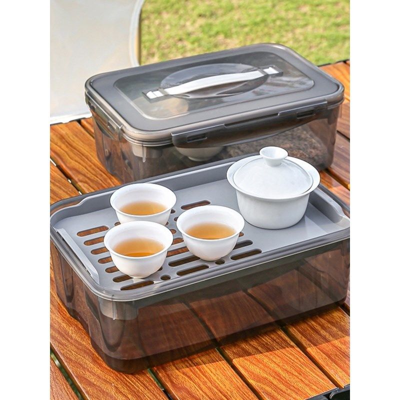 便携式旅行茶具户外露营沥水茶盘陶瓷功夫茶杯套装办公室一壶四杯,餐饮具,旅行茶具,淘宝优惠券,粉丝福利购,淘宝优惠卷