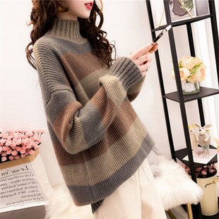 产后衣服 外出针织喂奶上衣中长款 哺乳高领毛衣辣妈款 秋冬时尚