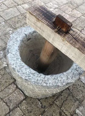 民俗怀旧老物件杂项老式旧米臼木质捣年糕捣米机旧老农具道具摆件