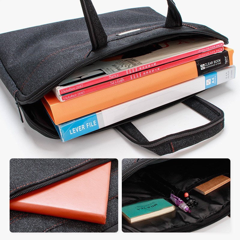 双层拉链手提文件包办公商务会议公文包牛津布档案文件袋印刷logo